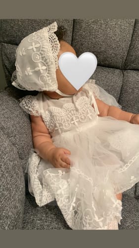 Customer photo review of Magnolia Baptism Blessing Dress & Bonnet