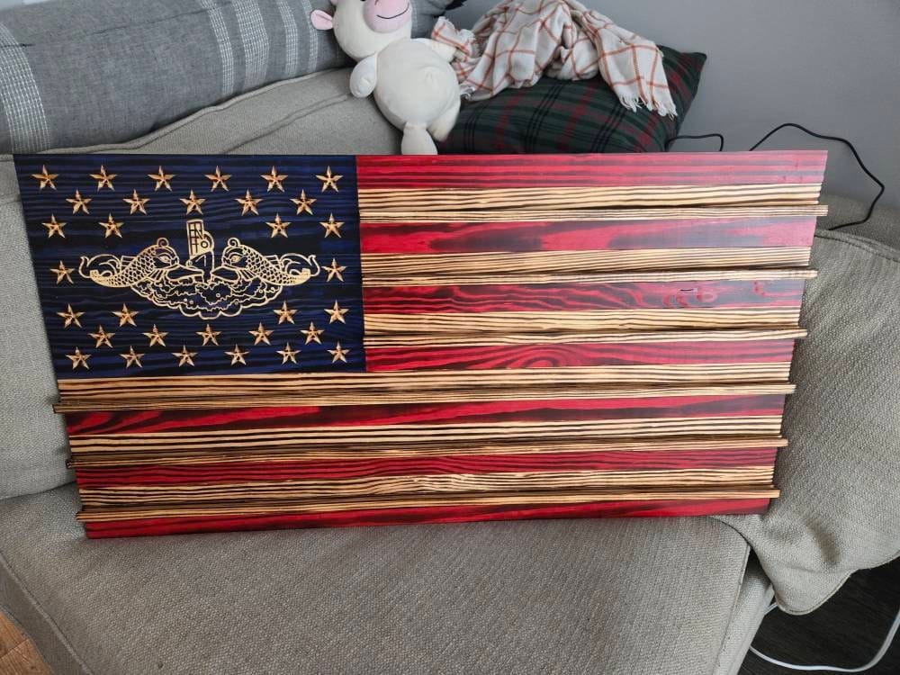 Customer photo review of Challenge Coin Display Rack Holder - Rustic American Flag