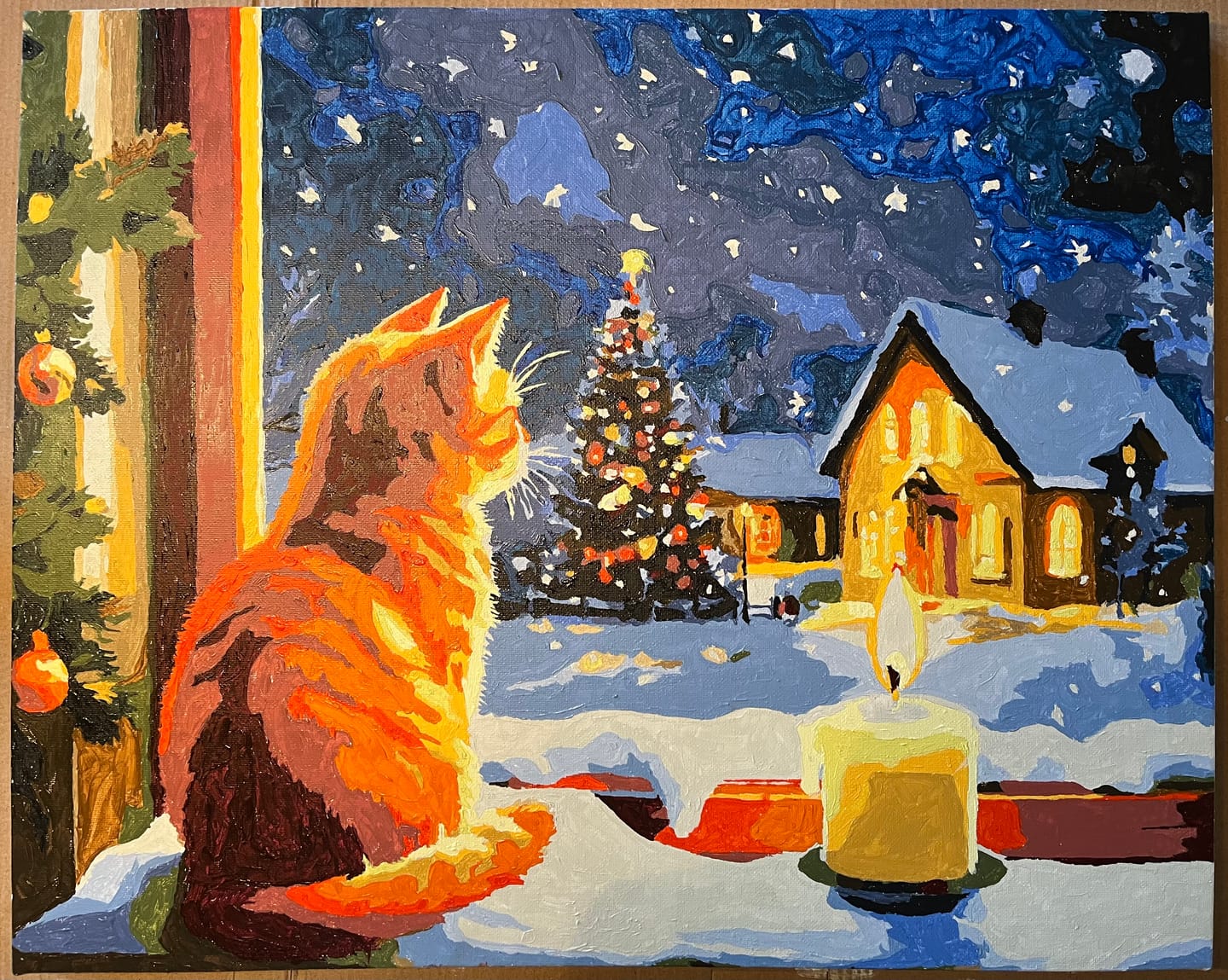 Customer photo review of Malen nach Zahlen -  Katze am Fenster zu Weihnachten