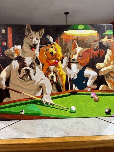 Customer photo review of Dogs Playing Pool - Paint by Numbers