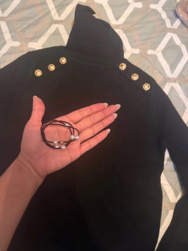 Customer photo review of PULL ESTHER - Pull Femme Épais avec Col Roulé et Style Old Money