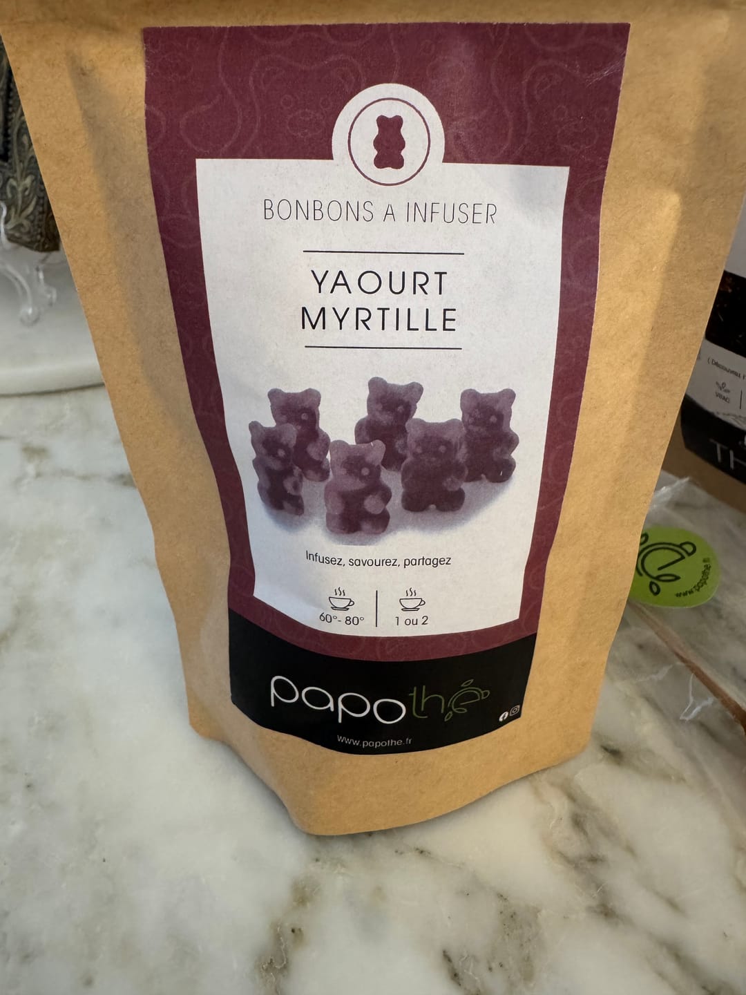 Customer photo review of Bonbons à infuser Yaourt Myrtille