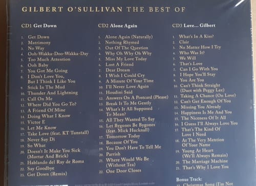 Customer photo review of The Best Of:   - Gilbert O'Sullivan [CD]