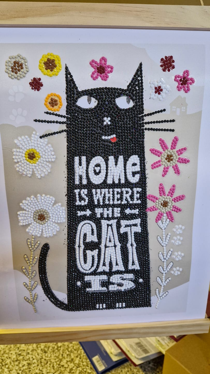 Customer photo review of "Cat At Home" Mini Crystal Art Scroll Kit