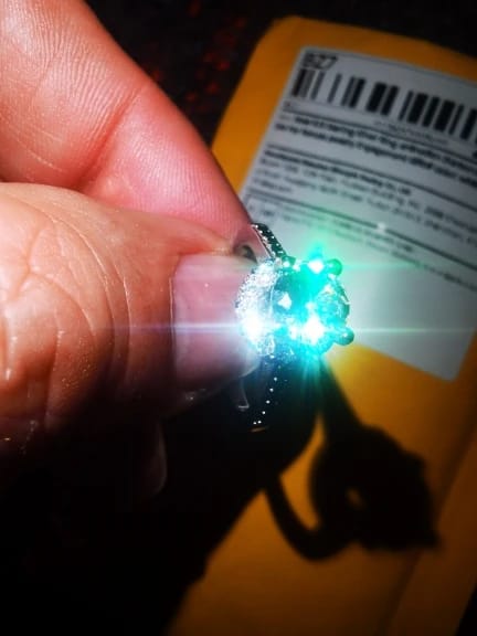Customer photo review of Sterling Silver Ring Cubic Zirconia Simulated Diamond Tension Setting — Silver | KIMLUD