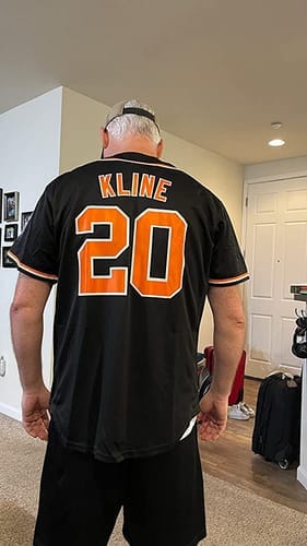 Customer photo review of Custom Aqua Pink-White Gradient Stripe Fashion Authentic Baseball Jersey