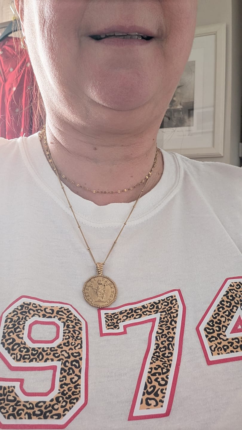 Customer photo review of Athena Coin Necklace