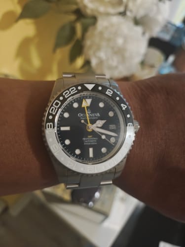 Customer photo review of Oceaneva Men's GMT TITANIUM Automatic Deep Marine Explorer 1250M Black & White Ceramic Bezel Watch