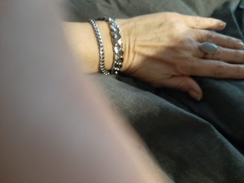 Customer photo review of CLEAN BOXED CUBANA BRACELET. - 11MM WHITE GOLD