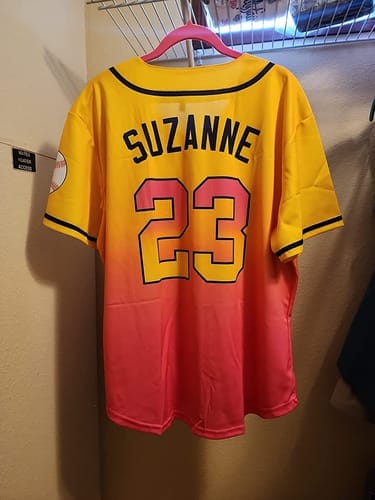 Customer photo review of Custom Cream Navy-Gold Classic Style Authentic Baseball Jersey