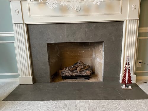 Customer photo review of Belmont - Custom Masonry Fireplace Glass Doors by Stoll Industries