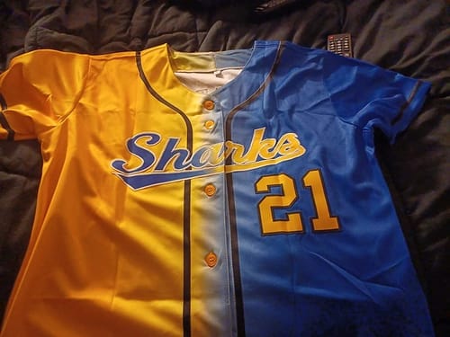 Customer photo review of Custom Royal Black Gradient Fashion Authentic Baseball Jersey