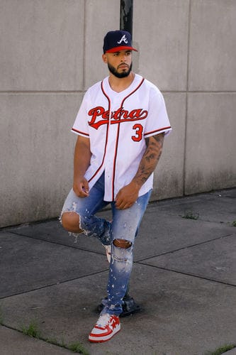 Customer photo review of Custom Black Pink-Light Gray Stripe Fashion Design Full Button Authentic Baseball Jersey