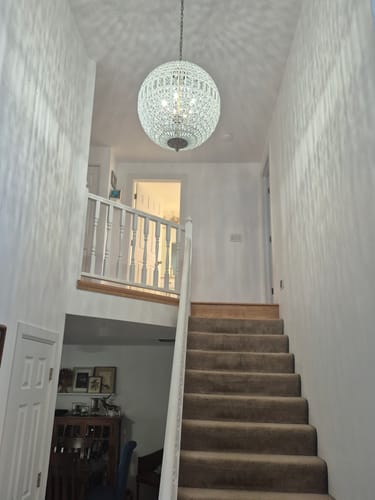 Customer photo review of French Antique Brass Crystal Globe Chandelier