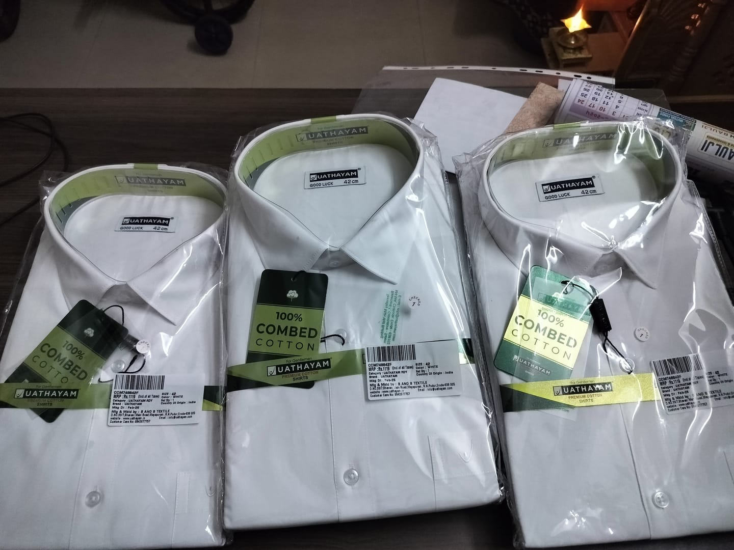 Customer photo review of Good Luck - 100% Cotton Formal White Shirt For Men | Uathayam