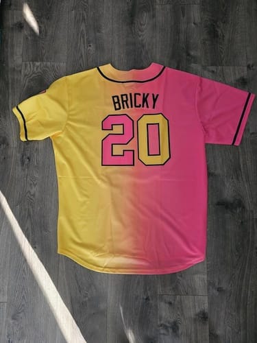 Customer photo review of Custom Light Blue Pink-Black Gradient Fashion Authentic Pullover Pinstripe Baseball Jersey