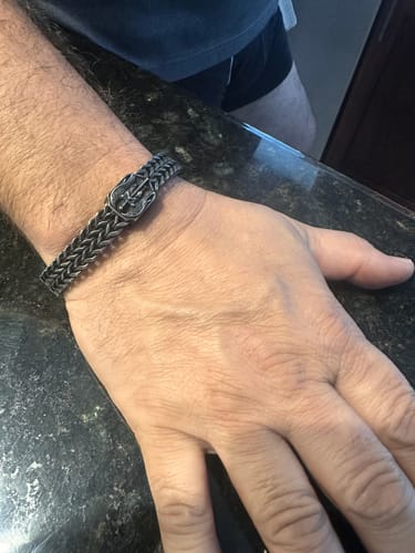 Customer photo review of St. Michael Defend Us Bracelet - Helps Pair Veterans With A Service Dog Or Shelter Dog