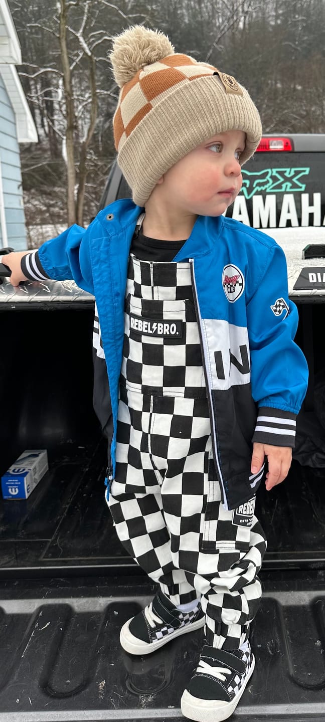 Customer photo review of The Live Fast Checkered Overall in Venice