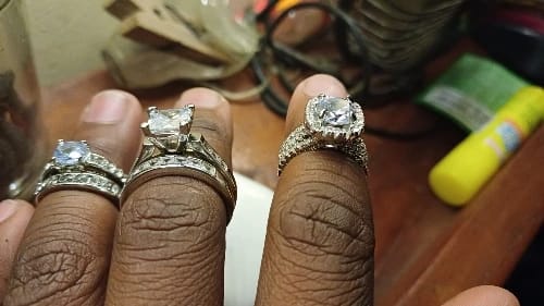 Customer photo review of Sterling Silver Ring Square Moissanite — Silver | KIMLUD