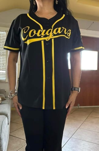 Customer photo review of Custom Cream Navy-Gold Classic Style Authentic Baseball Jersey
