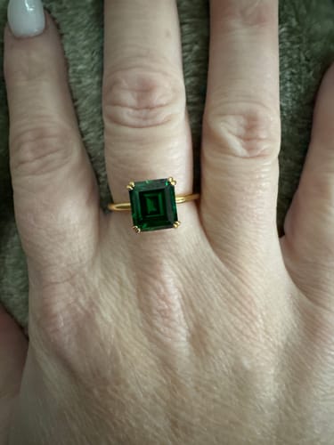 Customer photo review of Louily Exquisite Yellow Gold Emerald Cut Engagement Ring In Sterling Silver