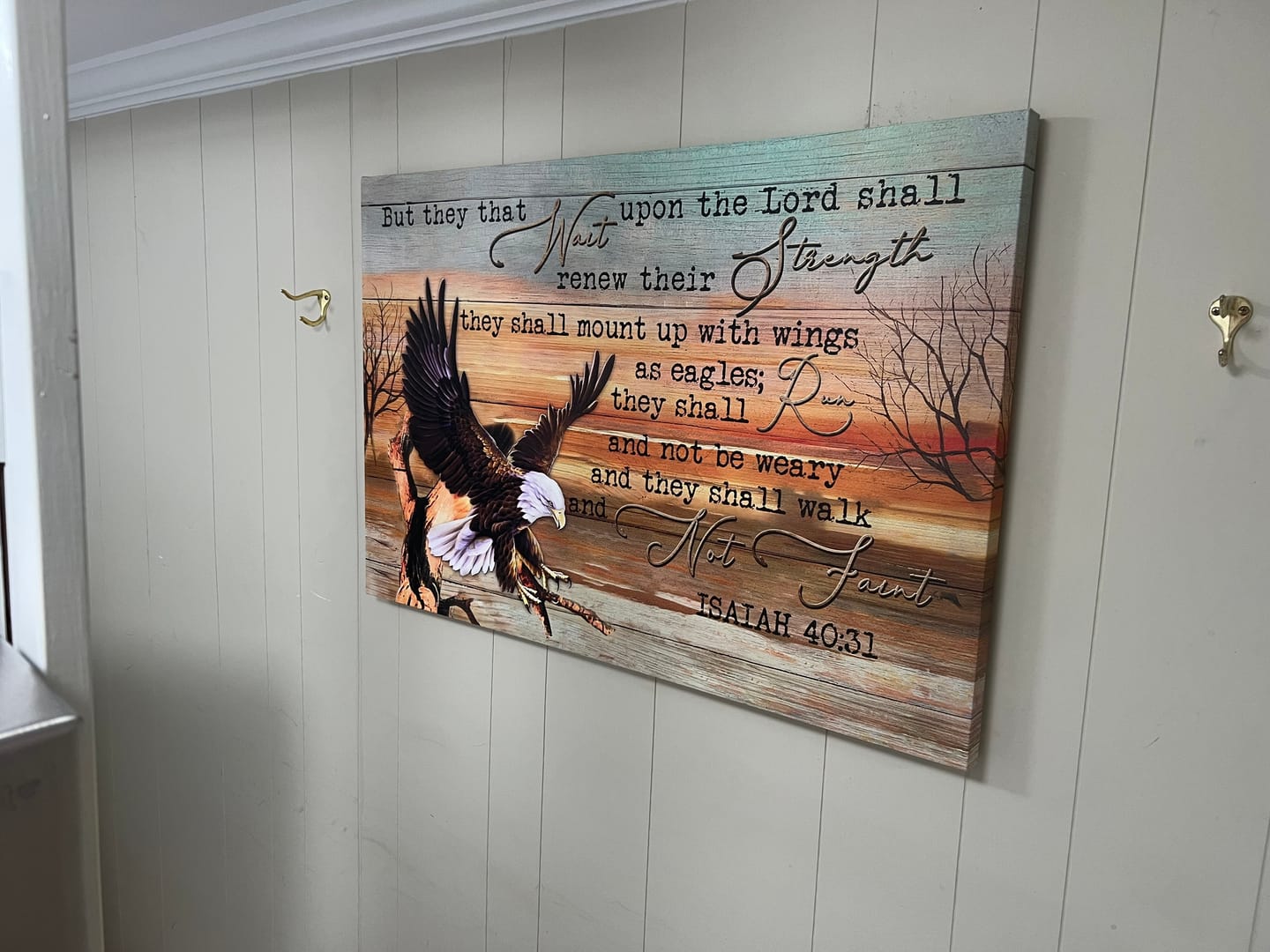 Customer photo review of Eagle Wingspan, They That Wait Upon The Lord Isaiah 40:31 Christian Wall Art Canvas Print