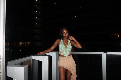 Customer photo review of Sheer Ruffle Skirt