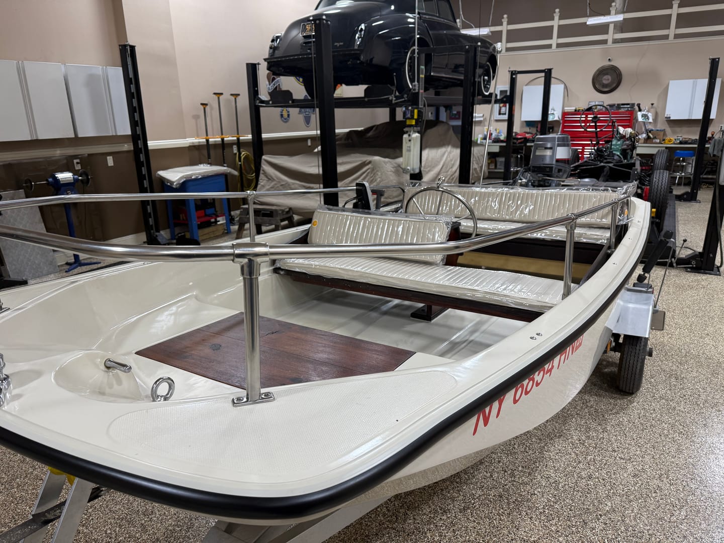 Customer photo review of Boston Whaler 3 Piece OEM Rub Rail - *Off White With Black Insert*  - Fits Classic 9' - 17'