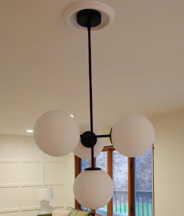 Customer photo review of 4-Light Opal Glass Globe Sputnik Semi Flush Chandelier