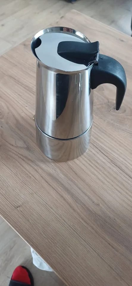 Customer photo review of Stainless Steel Moka Pot 2–9 Cup — Silver | KIMLUD