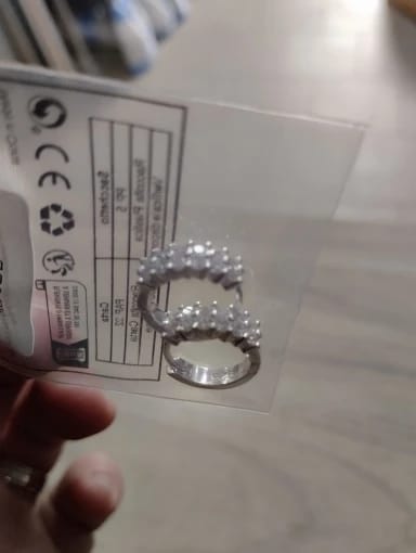 Customer photo review of Sterling Silver Stud Earrings Double Row Zircon Round — Silver | KIMLUD