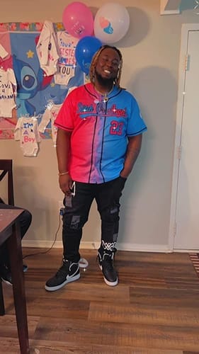 Customer photo review of Custom Aqua Pink-White Gradient Stripe Fashion Authentic Baseball Jersey