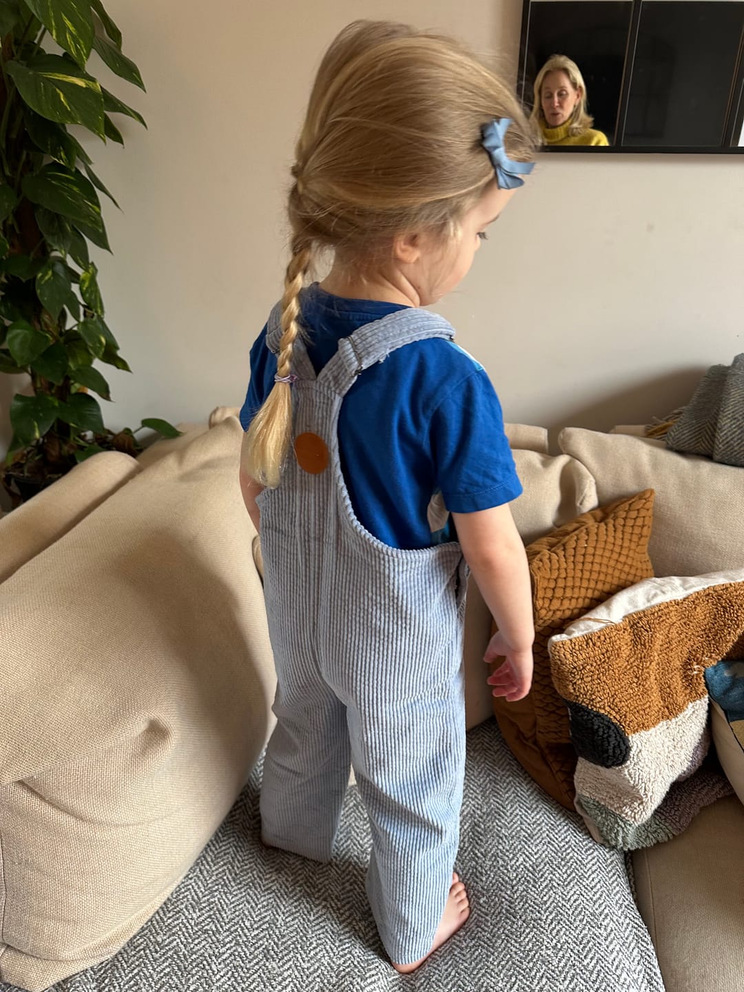 Customer photo review of Kids Organic Cotton Corduroy Overalls
