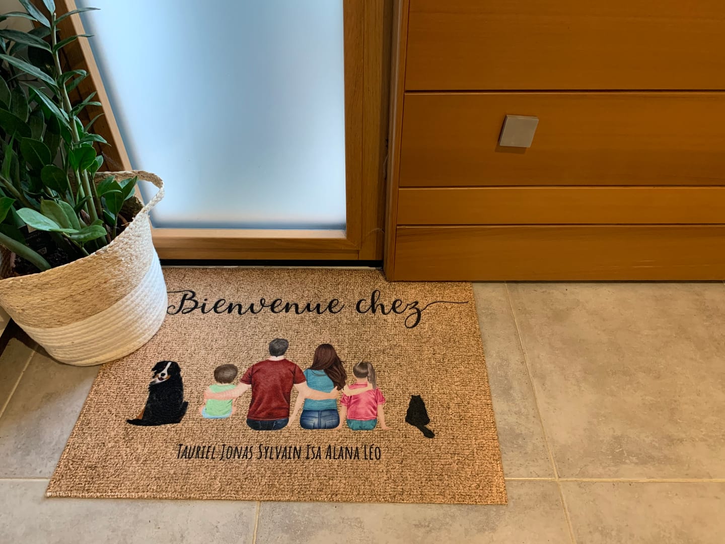 Customer photo review of Famille - Paillasson personnalisé