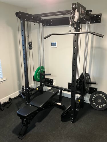 Customer photo review of Major Fitness F35 All-In-One Home Gym Wall-Mount Folding Power Rack