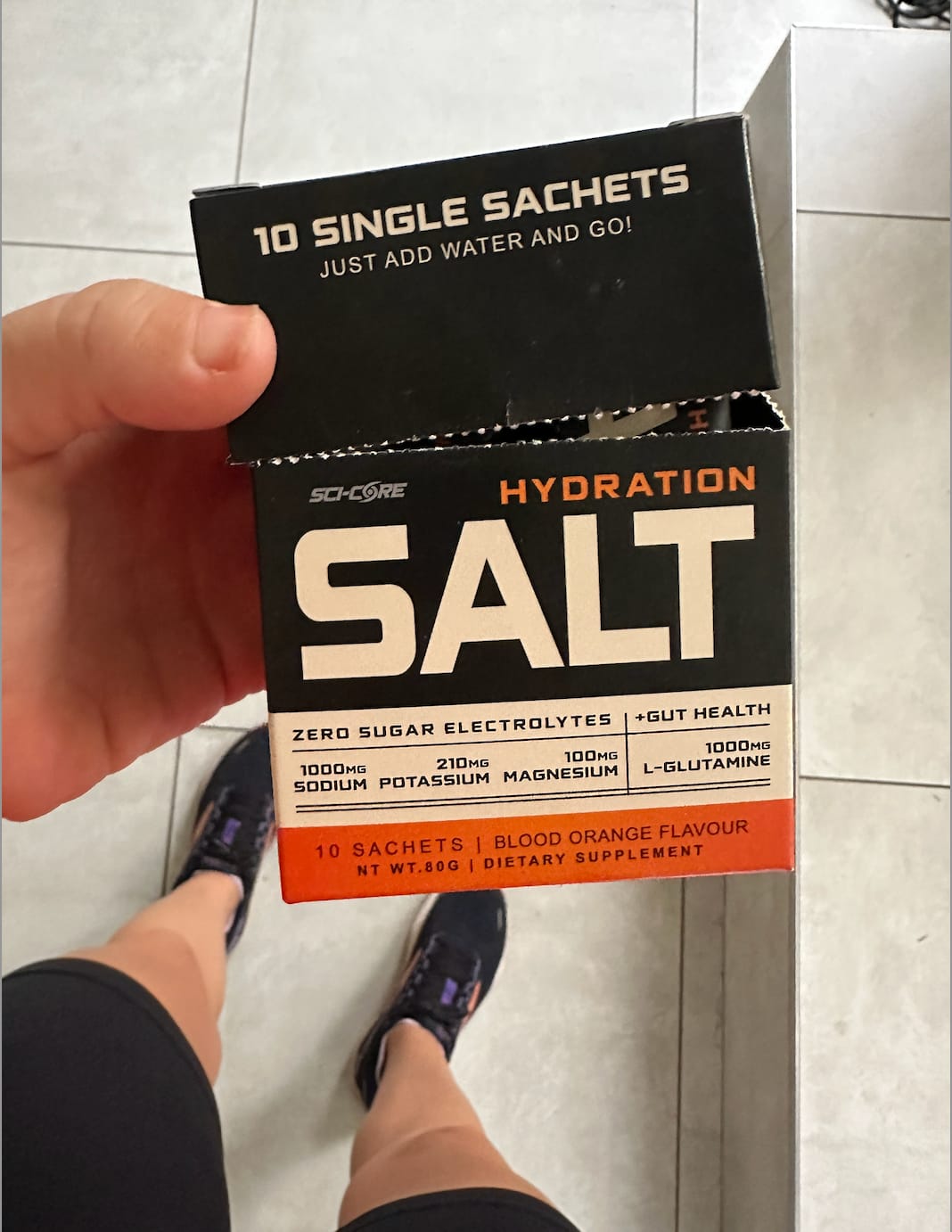 Customer photo review of HYDRATION SALT Blood Orange 10 x single serving sachets
