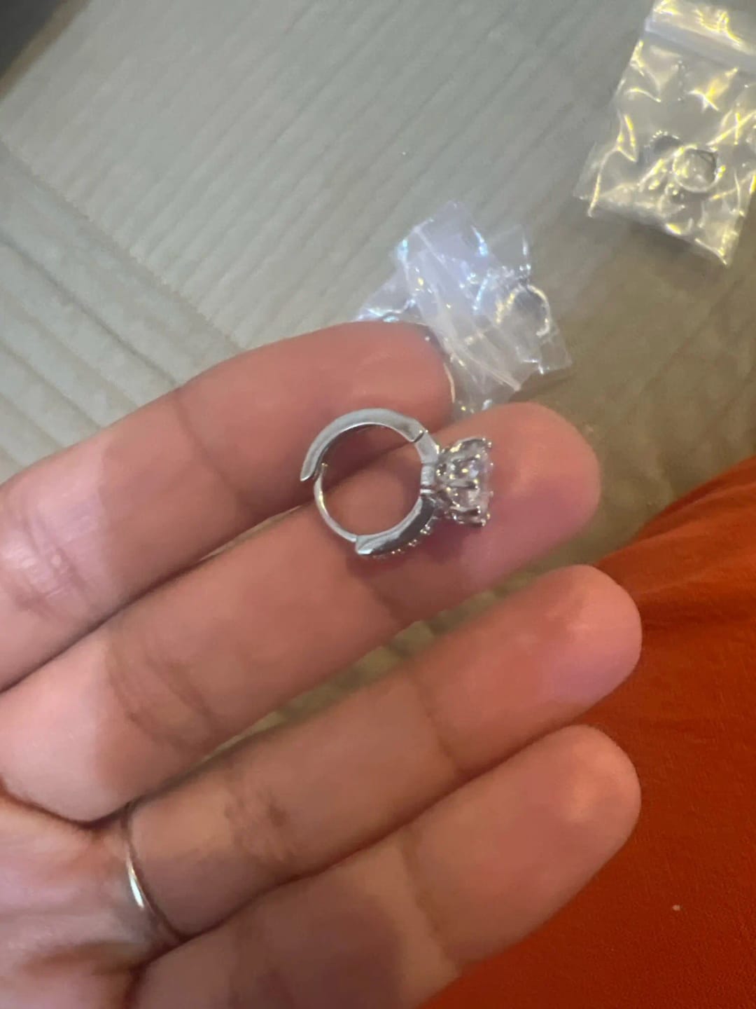 Customer photo review of 925 Sterling Silver Stud Earrings Zircon Crystal — Clear | KIMLUD