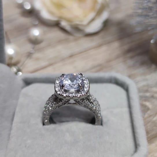 Customer photo review of Sterling Silver Ring Square Moissanite — Silver | KIMLUD