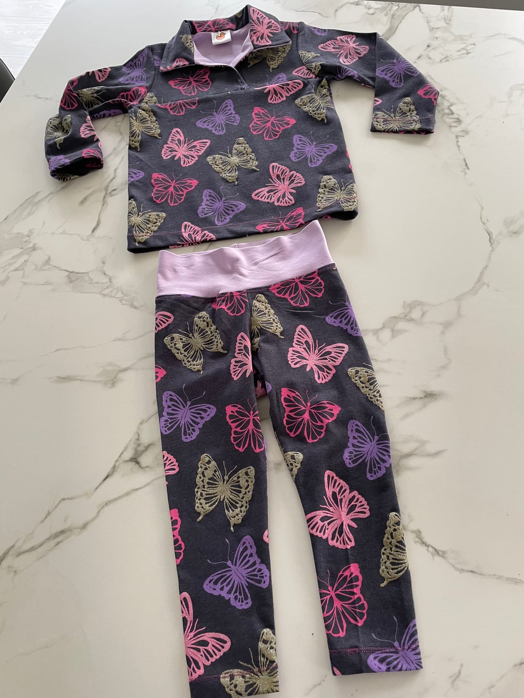Customer photo review of Glitter Butterflies Melange Cotton Jersey Fabric