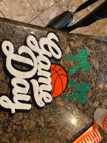 Customer photo review of Basketball Game Day Chenille Black Glitter Patch