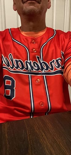 Customer photo review of Custom White Gray-Black Classic Style Authentic Baseball Jersey