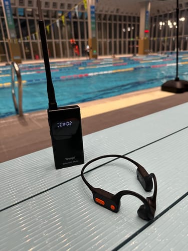 Customer photo review of Stream Music Combo - Wireless Transmitter + Waterproof Premium Bone Conduction Headphones Bluetooth &  Receiver