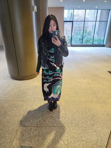 Customer photo review of Xi Nao 嬉闹 Frolicking Rabbits New Chinese Style Knit Midi Skirt