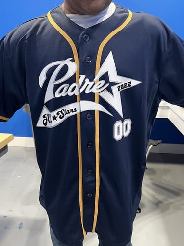 Customer photo review of Custom Light Blue Pink-Black Gradient Fashion Authentic Pullover Pinstripe Baseball Jersey