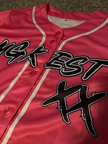 Customer photo review of Custom Aqua Pink-White Gradient Stripe Fashion Authentic Baseball Jersey