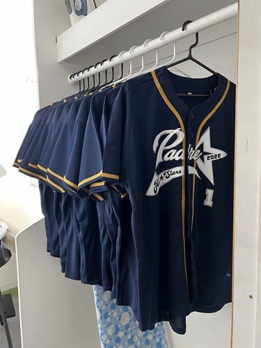 Customer photo review of Custom Aqua Pink-White Gradient Stripe Fashion Authentic Baseball Jersey