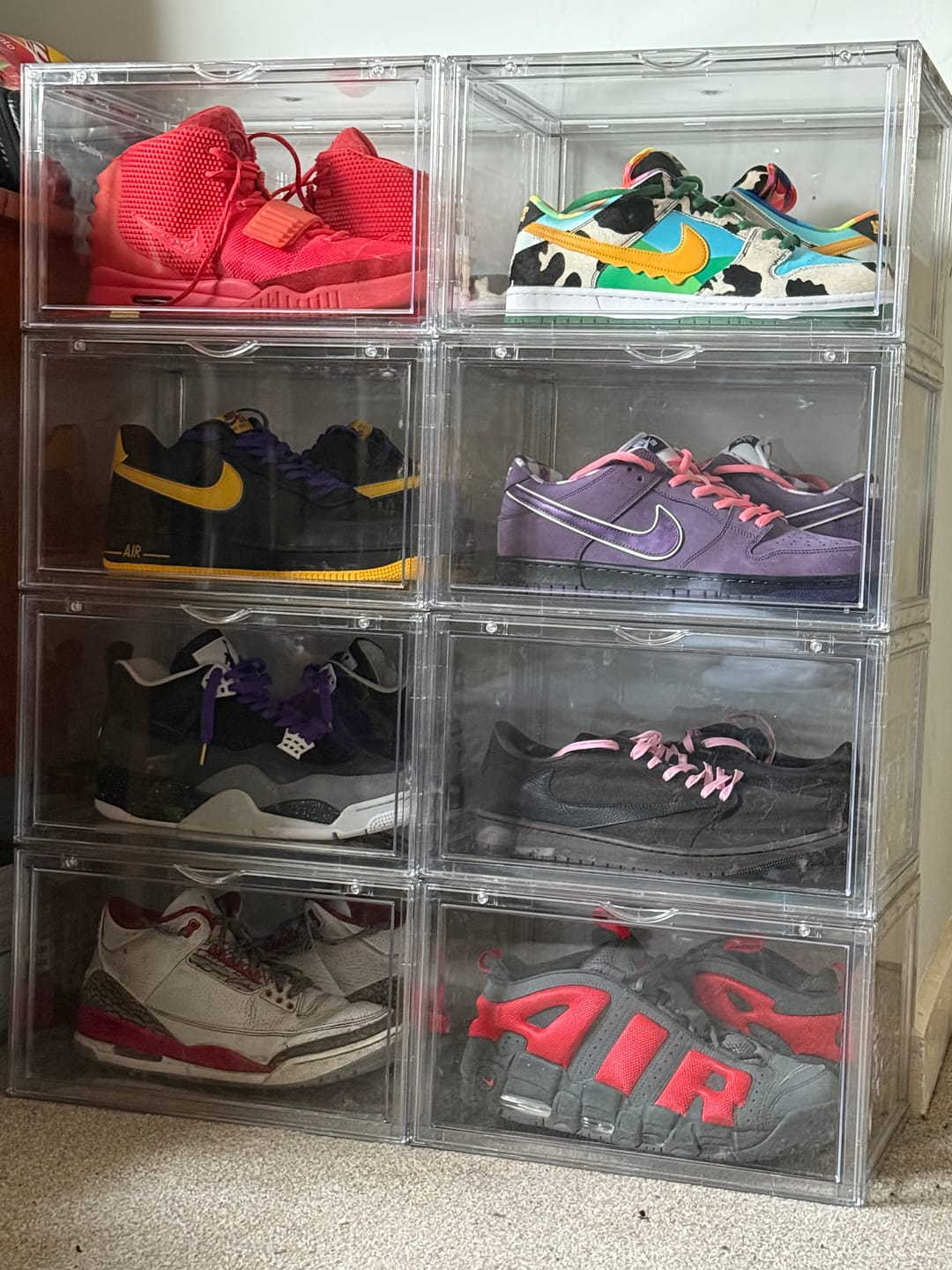 Customer photo review of STACK V1 Sneaker Display Crates - Clear (2 Pack)