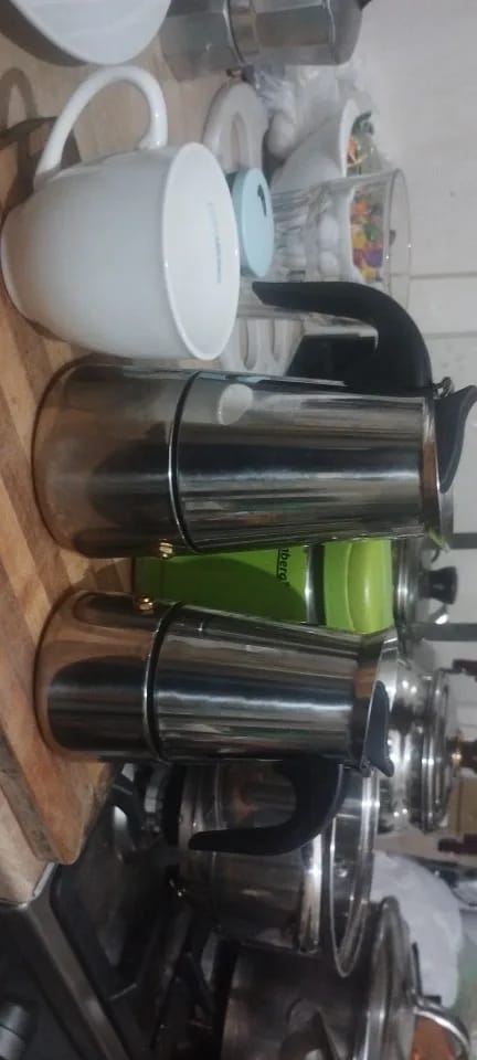 Customer photo review of Stainless Steel Moka Pot 2–9 Cup — Silver | KIMLUD