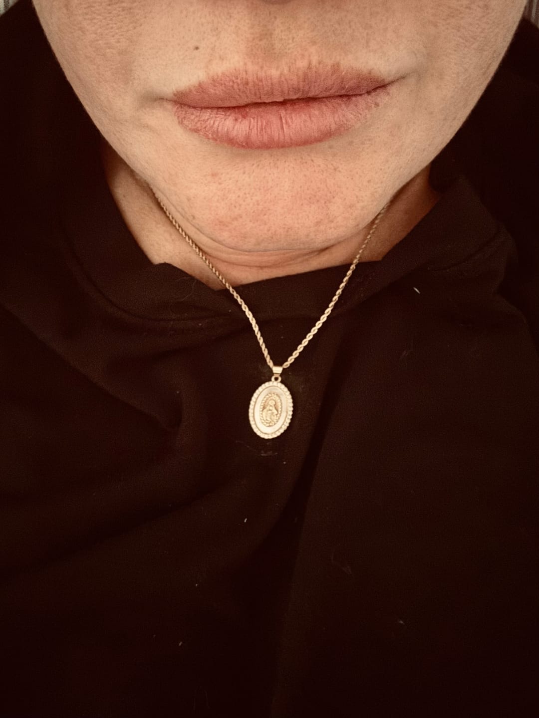Customer photo review of Holy Mother Mary Necklace