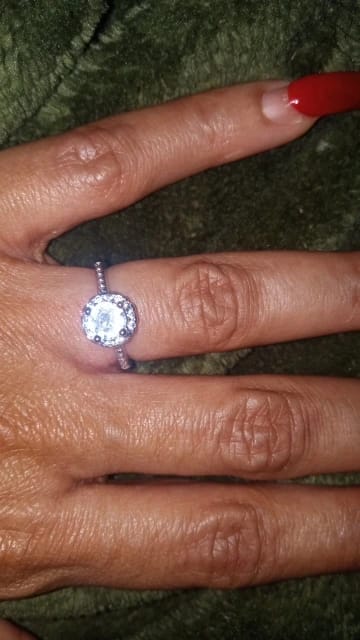 Customer photo review of Sterling Silver Ring Cubic Zirconia Simulated Diamond Tension Setting — Silver | KIMLUD